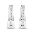 14k White Gold 1/4 Carat Total Weight Channel-Set Brilliant Round-Cut Diamond Hoop Earrings (I-J Color, I2-I3 Clarity)
