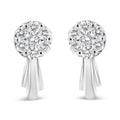 14K White Gold 3/4 Cttw Diamond Floral Cluster Drop and Dangle Stud Earrings (H-I Color, I1-I2 Clarity)