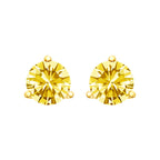 14K White Gold 3-Prong Martini Set 1.0 Cttw Yellow Lab Grown Diamond Solitaire Stud Earrings