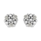 .925 Sterling Silver 1/10 cttw Prong Set Round-Cut Trio Diamond Stud Earrings (I-J Color, I3 Clarity)