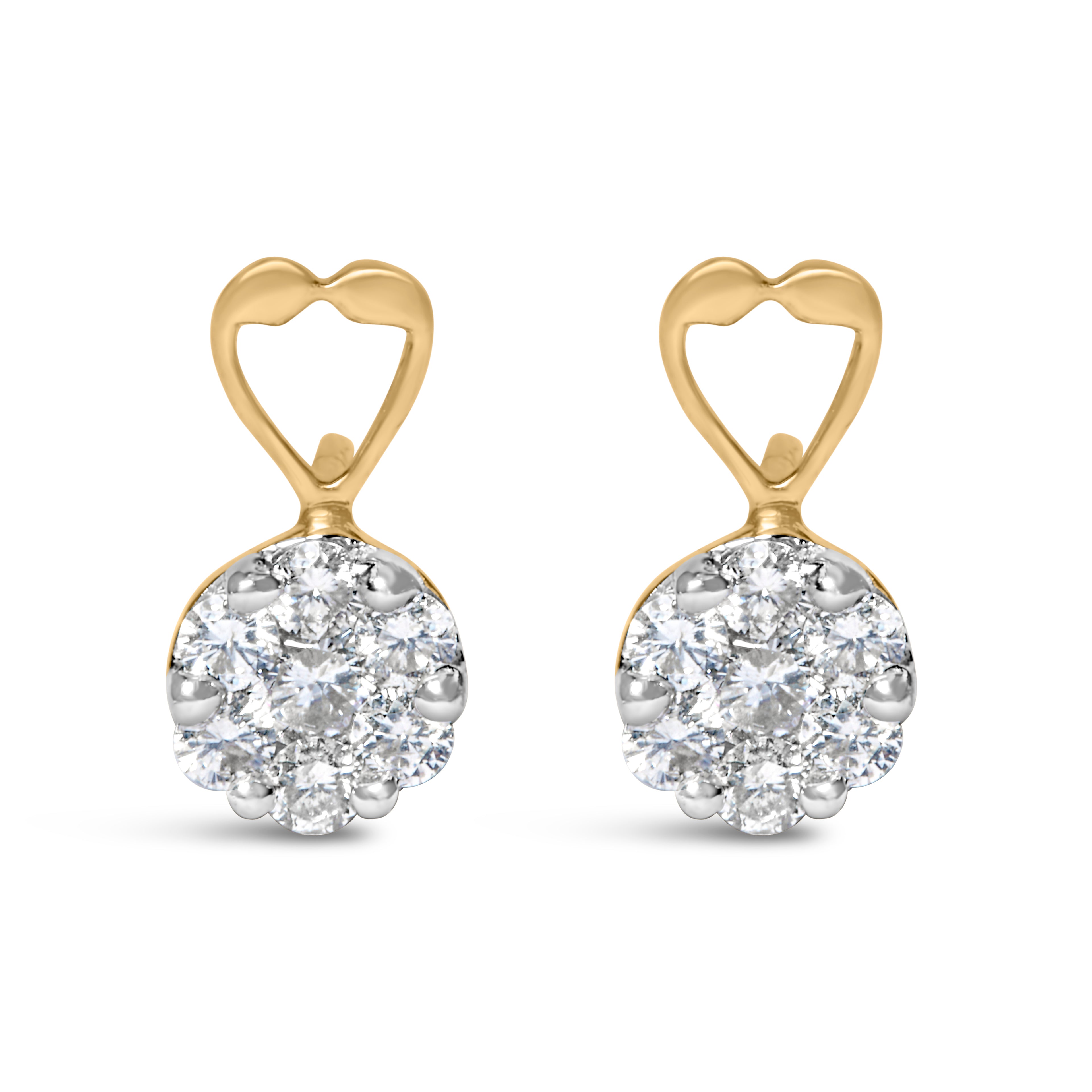14K Yellow Gold 1 ct. TDW Round-cut Diamond Earrings (I-J,SI2-I1)