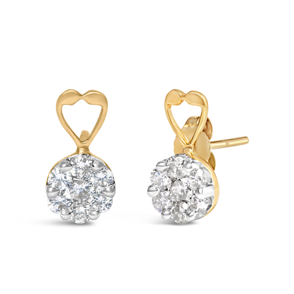 14K Yellow Gold 1 ct. TDW Round-cut Diamond Earrings (I-J,SI2-I1)