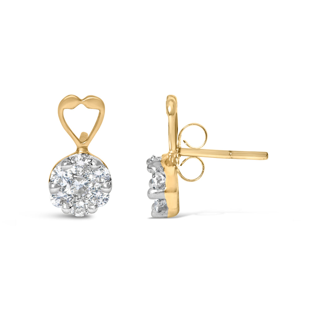 14K Yellow Gold 1 ct. TDW Round-cut Diamond Earrings (I-J,SI2-I1)