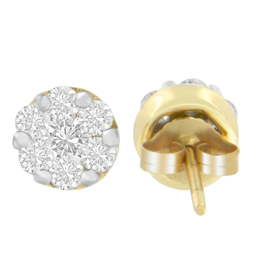 14K Yellow Gold 3/4 cttw Round Cut Diamond Stud Earrings (I-J, SI2-I1)