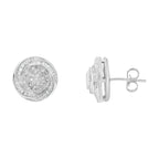 .925 Sterling Silver 1/4 Cttw Baguette and Round Diamond Swirl Love Knot Stud Earrings (I-J Color, I3 Clarity)