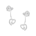 .925 Sterling Silver 1/4 Carat Total Weight Diamond Swirl Heart Front/Back Earrings (I-J Color, I2-I3 Clarity)