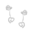 .925 Sterling Silver 1/4 Cttw Diamond Swirl Heart Front/Back Earrings (I-J Color, I2-I3 Clarity)