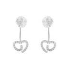 .925 Sterling Silver 1/4 Cttw Diamond Swirl Heart Front/Back Earrings (I-J Color, I2-I3 Clarity)