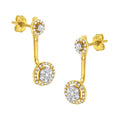 14K Yellow Gold Plated .925 Sterling Silver 5/8 Carat Total Weight Diamond Removable Stud and Dangle Earrings (I-J Color, I2-I3)