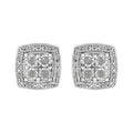 .925 Sterling Silver 1/4 cttw Round Cut Diamond Square Shape Milgrain Stud Earrings (I-J Color, I3 Clarity)