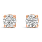 .925 Sterling Silver 1/10 Cttw Round Brilliant-Cut Lab Grown Diamond Miracle-Set Stud Earrings (F-G Color, VS1-VS2 Clarity)