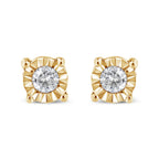 10K Yellow Gold Plated .925 Sterling Silver 1/10 Cttw Round Brilliant-Cut Diamond Miracle-Set Stud Earrings (J-K Color, I3 Clarity)
