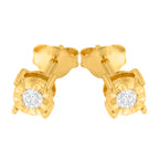 10K Yellow Gold Plated .925 Sterling Silver 1/10 Cttw Round Brilliant-Cut Diamond Miracle-Set Stud Earrings (J-K Color, I3 Clarity)