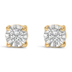 .925 Sterling Silver 1/10 Cttw Round Brilliant-Cut Lab Grown Diamond Miracle-Set Stud Earrings (F-G Color, VS1-VS2 Clarity)