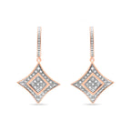 14K Rose Gold Plated .925 Sterling Silver Round-Cut Diamond Accent Dangle Rhombus Earrings (H-I Color, I2-I3 Clarity)