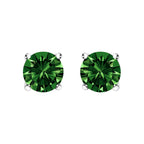 14K White Gold 1.0 Cttw Lab Grown Green Diamond Classic Solitaire Stud Earrings