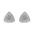 .925 Sterling Silver Diamond-Accented Trillion Shaped 4-Stone Halo-Style Stud Earrings (H-I Color, I2-I3 Clarity)