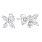 14K White Gold 1/2 Cttw Marquise Diamond 8 Stone Floral Leaf Stud Earrings (H-I Color, SI1-SI2 Clarity)