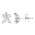 14K White Gold 1/2 Cttw Marquise Diamond 8 Stone Floral Leaf Stud Earrings (H-I Color, SI1-SI2 Clarity)