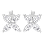 14K White Gold 1/2 Cttw Marquise Diamond 8 Stone Floral Leaf Stud Earrings (H-I Color, SI1-SI2 Clarity)