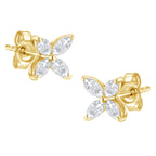 14K White Gold 1/2 Cttw Marquise Diamond 8 Stone Floral Leaf Stud Earrings (H-I Color, SI1-SI2 Clarity)