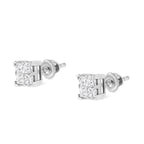 10K White Gold 3/4 Cttw Invisible Set Princess-Cut Diamond Composite Square Stud Earrings (H-I Color, SI2-I1 Clarity)
