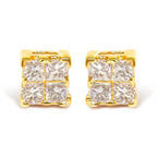 14K Yellow Gold 1/4 Cttw Invisible Set Princess-Cut Diamond Square Stud Earring (J-K Color, I1-I2 Clarity)