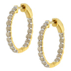 10K Yellow Gold-Plated Sterling Silver Diamond Hoop Earrings (2 cttw, K-L Color, I2-I3 Clarity)