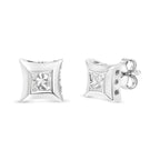 10K White Gold 1/3 Cttw Invisible Set Princess-Cut Diamond Stud Earrings (H-I Color, SI2-I1 Clarity)