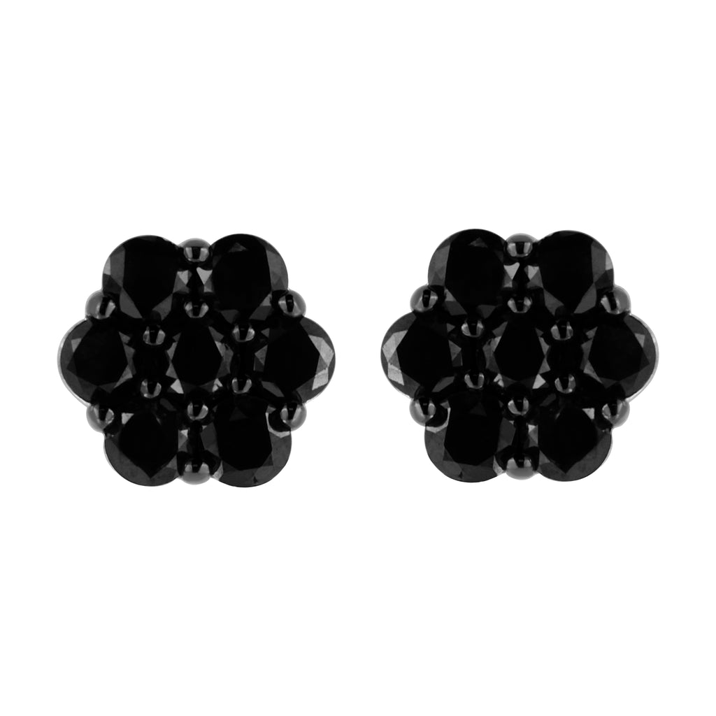 .925 Sterling Silver 1/4 Carat Total Weight Treated Yellow Diamond Floral Stud Earrings (Yellow Color, I1-I2 Clarity)