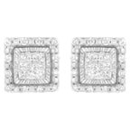 10K White Gold 1/2 cttw Invisible Set Princess-Cut Diamond Square Stud Earrings (I-J Color, I1-I2 Clarity)