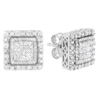 10K White Gold 1/2 cttw Invisible Set Princess-Cut Diamond Square Stud Earrings (I-J Color, I1-I2 Clarity)