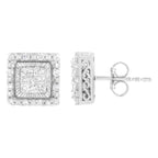 10K White Gold 1/2 cttw Invisible Set Princess-Cut Diamond Square Stud Earrings (I-J Color, I1-I2 Clarity)