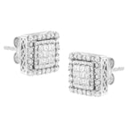 10K White Gold 1/2 cttw Invisible Set Princess-Cut Diamond Square Stud Earrings (I-J Color, I1-I2 Clarity)