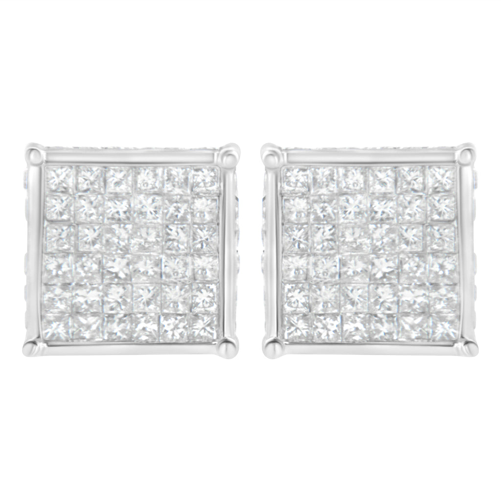 10K White Gold 2ct TDW Princess-Cut Composite Diamond Stud Earrings (I-J ,I2-I3)