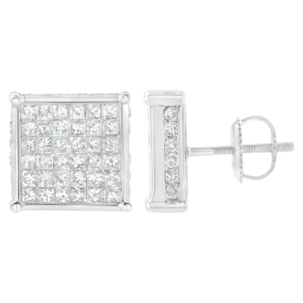 10K White Gold 2ct TDW Princess-Cut Composite Diamond Stud Earrings (I-J ,I2-I3)