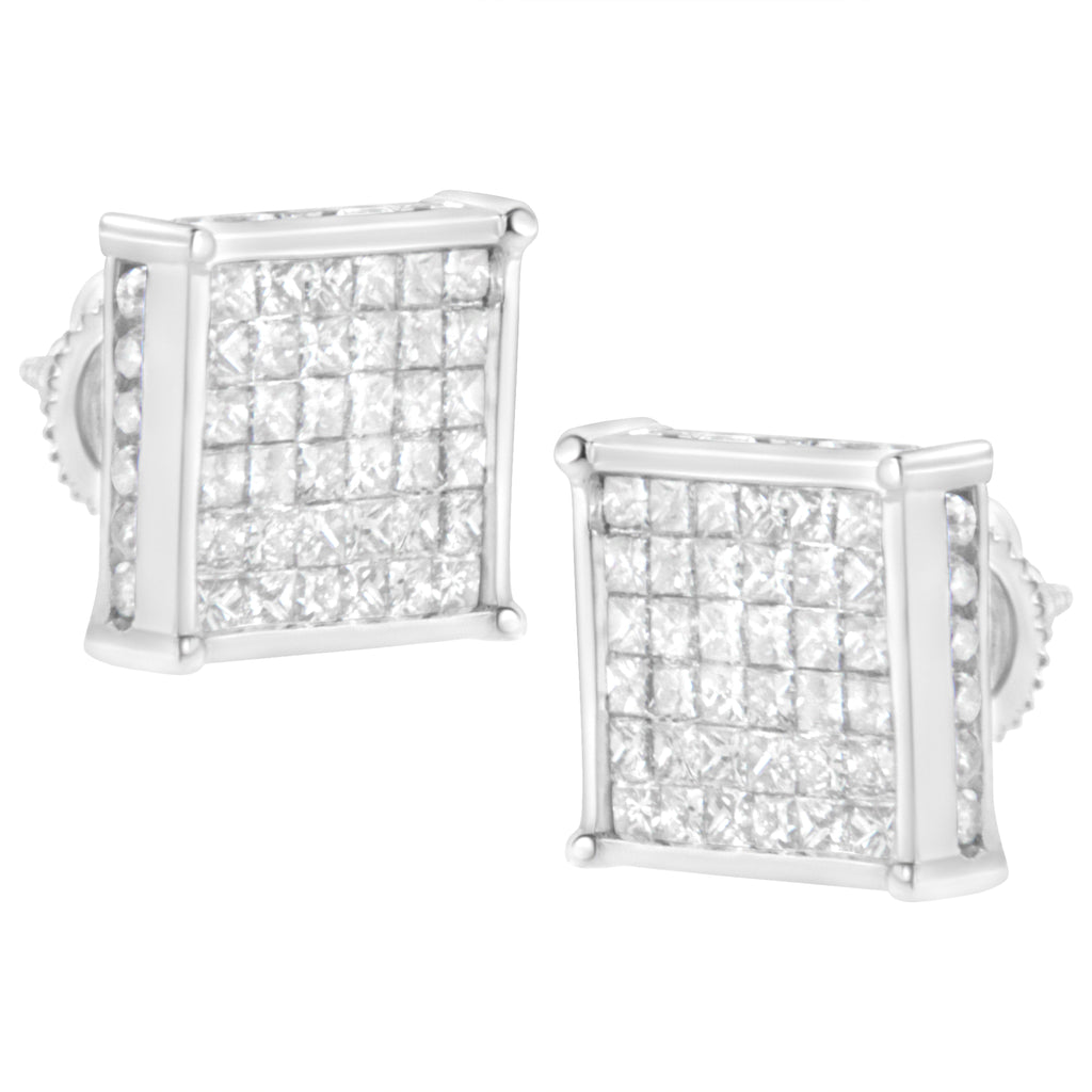 10K White Gold 2ct TDW Princess-Cut Composite Diamond Stud Earrings (I-J ,I2-I3)