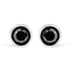 .925 Sterling Silver 4.00 Cttw Round Brilliant-Cut Black Diamond Bezel-Set Stud Earrings with Screw Backs (Fancy Color-Enhanced, I2-I3 Clarity)