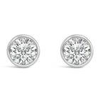 14K White Gold 1.0 Cttw Lab Grown Diamond Screw-Back Classic Bezel Solitaire Stud Earrings (G-H Color, VS2-SI1 Clarity)