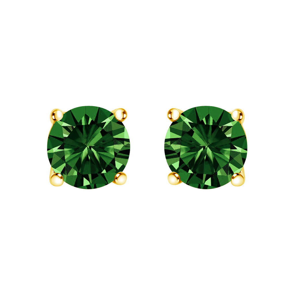 14K White Gold 1/2 Cttw Lab Grown Green Diamond Classic Solitaire Stud Earrings with Pushback