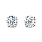 AGS Certified 14K White Gold 1.0 Cttw 4-Prong Set Brilliant Round-Cut Solitaire Diamond Push Back Stud Earrings (I-J Color, I1-I2 Clarity)