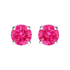 10K White Gold 1.0 Cttw Lab Created Round Brilliant Cut Pink Diamond Classic 4-Prong Solitaire Stud Earrings (Fancy Pink Color, VVS2-VS1 Clarity)