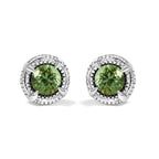 .925 Sterling Silver 1 cttw Treated Black Diamond Modern 4-Prong Solitaire Milgrain Stud Earrings (Black Color, I1-I2 Clarity)