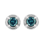 .925 Sterling Silver 1 cttw Treated Black Diamond Modern 4-Prong Solitaire Milgrain Stud Earrings (Black Color, I1-I2 Clarity)
