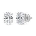 14K White Gold 1.00 Carat Total Weight Lab Grown Oval Solitaire Diamond Stud Earrings (F-G Color, VS2-SI1 Clarity)