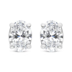 14K White Gold 1.00 Cttw Lab Grown Oval Solitaire Diamond Stud Earrings (F-G Color, VS2-SI1 Clarity)