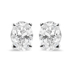 14K White Gold 3/4 Cttw Oval Shape Lab Grown Diamond Solitaire Stud Earrings (F-G Color, VS1-VS2 Clarity)