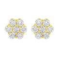 14K Yellow Gold 1.0 Cttw Diamond Flower Earrings (J-K Color, I1-I2 Clarity)