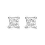 14K White Gold 1.0 Cttw Princess Cut Lab Grown Diamond Solitaire Stud Earrings (F-G Color, VS2-SI1 Clarity)