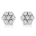 14K White Gold 1/2 Cttw Prong Set Round-Cut Diamond Flower Stud Earrings (H-I Color, I1-I2 Clarity)